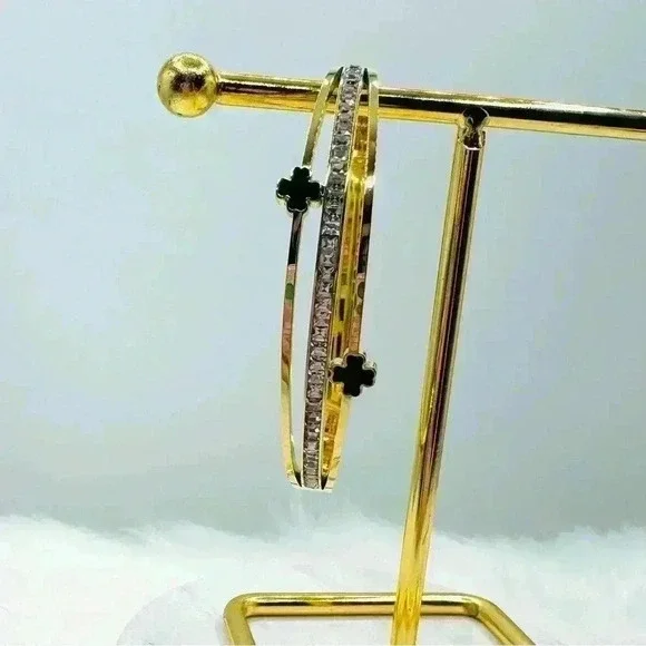 Cross Bangle with Sparky Rhinestones - Picture 5 of 6